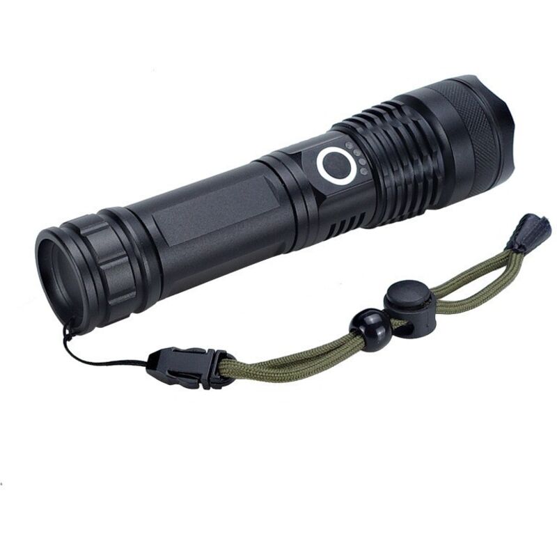 Lampe Torche LED Ultra Puissante Rechargeable 5000mAh – Noire – 5 Modes