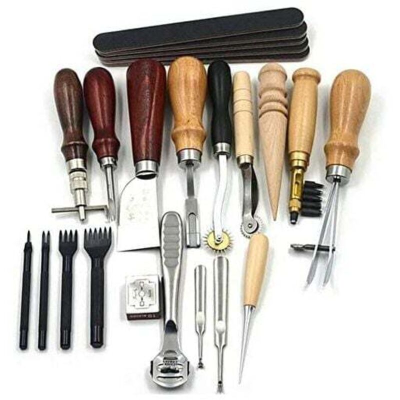 Set 18 Pièces Cuir 18 Poinçons à Cuir Craftstool - Set Complet Pour Gaufrage Outils Marquage Cuir DIY