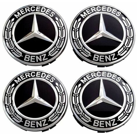 Ikodm – Cache moyeux de roue centrale 75mm – Lot de 4 pièces en plastique ABS et aluminium – Compatible Mercedes Benz – Remplacement esthétique et durable
