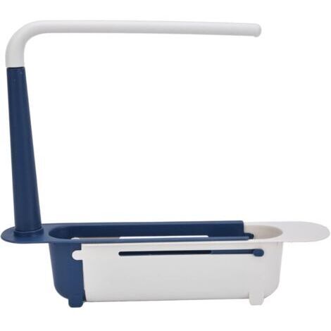 Support d'évier, porte eponge evier cuisine support de rangement télescopique pour évier Librement Grande capacité Organisateur d'évier extensible en PP pour évier de cuisine(bleu)