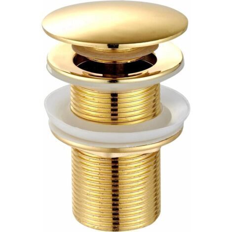 Trimec – Bonde de lavabo pop-up Click Clack – Laiton massif et acier inoxydable – Finition dorée – Installation rapide sans outils