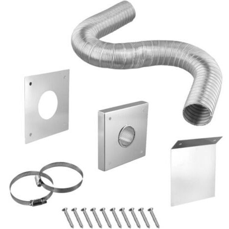 Kit de ventilation pour poêle à granulés de 5,1 cm, système d'admission d'air frais pour poêle à bois, panneaux en acier inoxydable 304, tuyau flexible en aluminium, longueur étendue de 152,4 cm