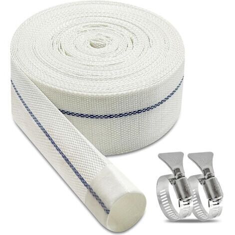 Tuyau refoulement tuyau plat 1 1/4 pouce, tuyau de décharge 10 m x 32 mm tuyau plat en tissu, avec clips, convient aux pompes submersibles et pompes à eau pour étang de drainage