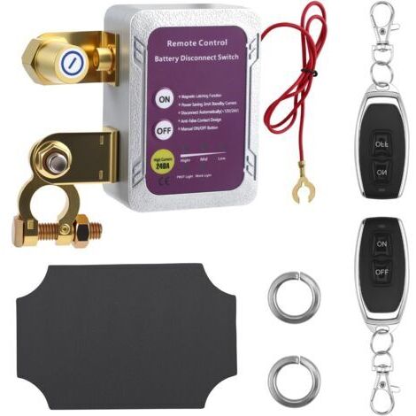 Coupe Circuit Batterie 12v, Coupe Circuit Voiture 240A sans Fil Coupe Batterie Télécommande avec Télécommande Interrupteur D'arrêt Moto Automatique pour Voiture RV ATV Camion Bateau Bus