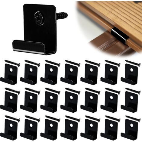 50 Pièces Clips de Fixation WPC Clips de Fixation Lame de Terrasse Composite Clip Caché Entrée Fixation Clips pour Lames Clips WPC en Acier Inoxydable avec Vis pour Terrasse en Composite