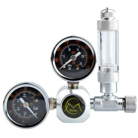 KZQ – Réducteur de pression CO2 pour aquarium – Valve à aiguille fine – Compteur de bulles – Acier inoxydable – Manomètres de précision