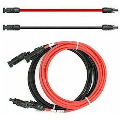 KZQ Câble de rallonge - Des deux côtés - Câble solaire - Rouge/noir - 6 mm² - Avec connecteur solaire monté - 1 à 50 m (2 x 5 m)