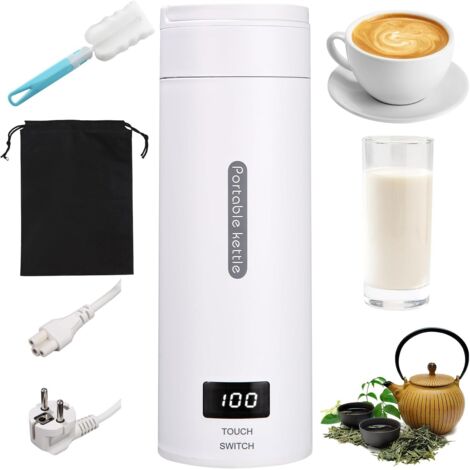 Ulisem – Bouilloire électrique portable 500ML – Acier inoxydable 304 – 4 températures réglables 45/60/80/100°C – Arrêt automatique – Tasse de chauffage rapide