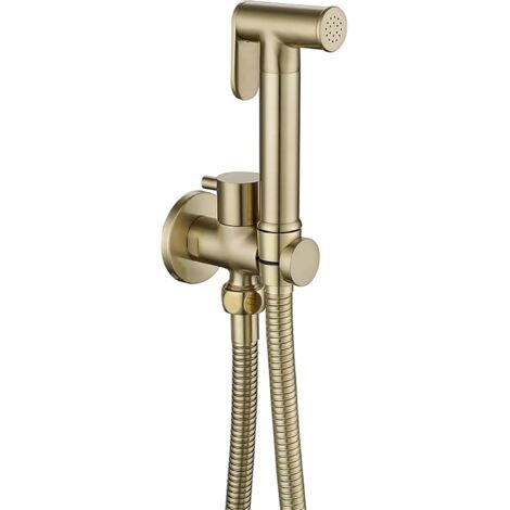 ZVD Kit Douchette wc Doré Brossé Pulvérisateur de Toilette pour Bidet Mural Laiton Douchette à Main Bidet Haute Pression Kit de Pulvérisateur de Bidet à Main pour l'hygiène Personnelle (Brushed Gold)