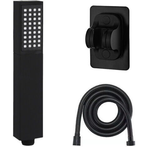 Ahlsen – Pommeau de douche haute pression avec flexible 1,5m – Laiton et ABS – Buse en silicone anti-calcaire – Installation facile