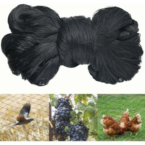 ZVD-15m X 15m Filet Anti Oiseaux Noir, Filet Oiseaux Robuste, Filet Voliere Poulailler, Filet de Protection pour Oiseaux, Filet de Protection Les Potager et Fruits