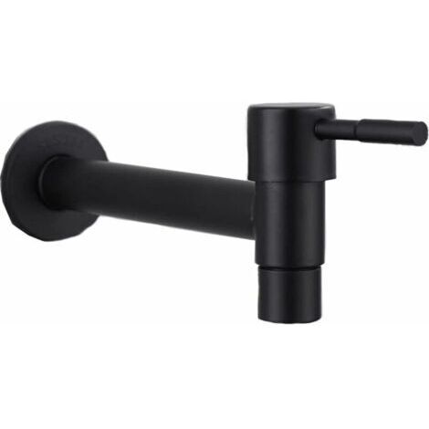 Robinet Piscine Vadrouille, Robinet Mural Noir, Robinet Mural, Robinet Froid, Acier Inoxydable Eau Économisée Robinet pour Salle De Bain, Évier, Balcon, Cuisine (Noir)