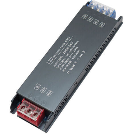 Transformateur 220V 24V LED Driver 200W Ultra Mince Transfo 8,3A Adaptateur Alimentation, 220V AC à 24V DC Convertisseur, d'alimentation Basse Tension Transfo LED de Tension Constante