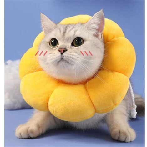 colerette Chat Anti lechage, collerette Chat en Coton suédé Respirant, Anti-adhésif Micro étanche collerette Chat Anti grattage, Jolie Fleur colerette