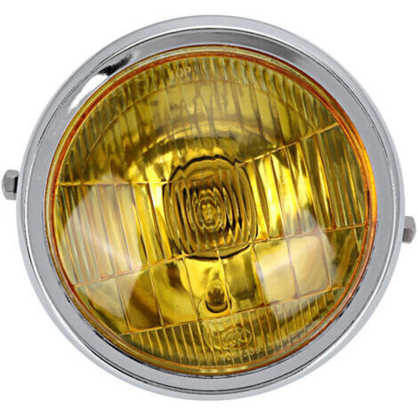 Phare rond moto CG125 GN125 avec verre jaune classique (chromé)