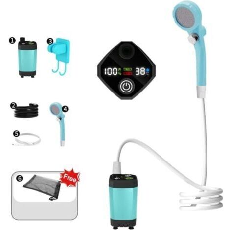 Douche Camping Chauffante,Douche Camping,Douche Portable,avec Écran Intelligent,Pression d'eau Réglable,Convient pour Le Camping, Le Lavage des Animaux de Compagnie, Le Lavage des Voitures