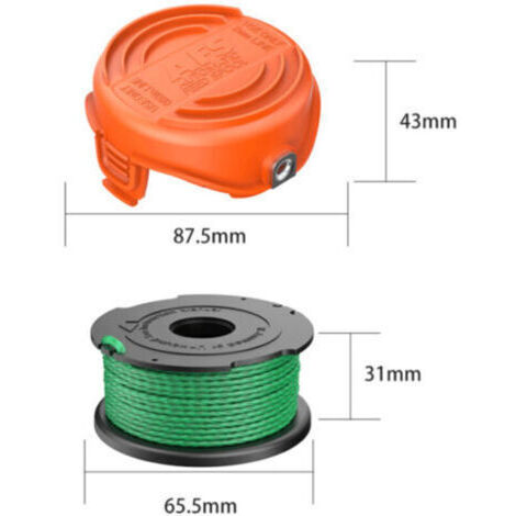 LaBlanc - Lot de 4 bobines de fil vert pour débroussailleuse Black & Decker GL7033 GL8033 GL9035 A6482 (4 Bobine de fil+1 Couvercle de Bobine)