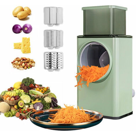 Coupe-légumes multifonctionnel hachoir rotatif rape à fromage 3 en 1 déchiqueteuse trancheuse broyeur machine à salade avec lames de rouleau en acier inoxydable pour légumes fruits noix