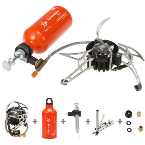 Réchaud à mazout multi-combustible de camping en plein air avec bouteille de carburant à essence de 500 ml pour alcool diesel