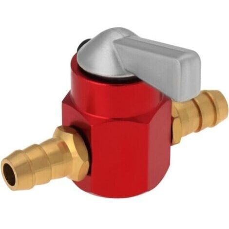 Robinet de Carburant 8mm en Métal en Ligne Essence on-Off Robinet de Carburant pour Moto on-Off ATV Scooter Carburant Robinet D'essence Commutateur Essence Gaz Robinet de Carburant Rouge
