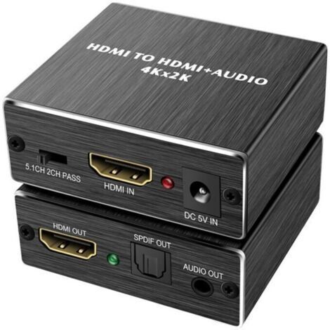 Extracteur audio HDMI vers optique et 3,5 mm, adaptateur 4K 30Hz pour home cinéma, convertisseur audio numérique.