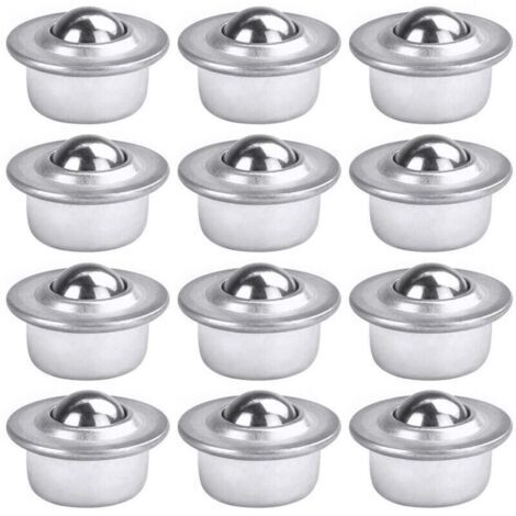 12 PCS Roulettes de Transfert avec Roulement à Billes Universels en Acier au Carbone Galvanisé Unité Roulettes à Billes Montées Charge Lourde pour Emballage Transmission Industrie