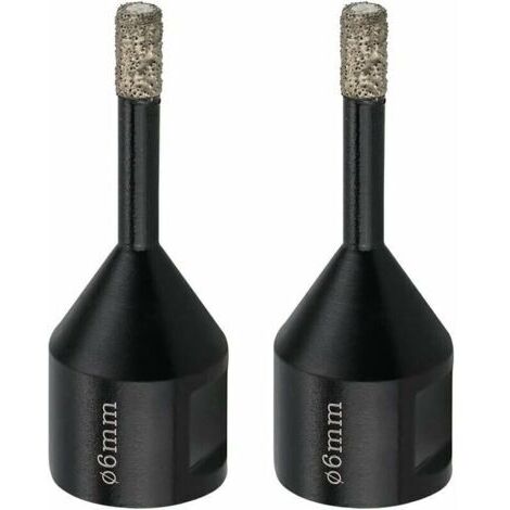 Forets à Carrelage 6 mm M14 Foret Diamant Carrelage Grès Cérame Marbre - Scie cloche Diamant, 2x Forets Trépan Diamant à sec pour Meuleuse d'angle (Noir ）