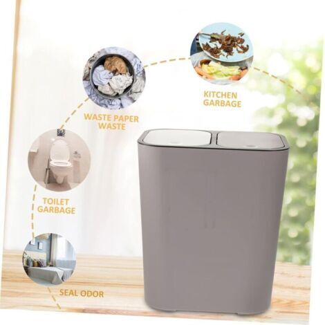 Poubelle de tri Poubelle Poubelles avec couvercles Poubelle double Poubelle de toilettes Poubelle double Poubelle Baril Poubelle à 2 compartiments