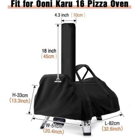 Housse de four à pizza Ooni Karu 16 – Tissu Oxford 420D étanche et résistant aux UV – Dimensions 83 x 52 x 34 cm – Sac de transport inclus