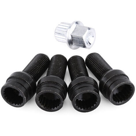 Ensemble de boulons antivol pour jantes acier noir - M14x1,5mm (4+1) avec clé