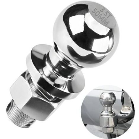 Boule Attelage, Diamètre 50mm Attelage Remorque, Boule d'Attelage Tracteur, Rotule Barre d'Attelage, Ø22 mm Vis avec Une Charge Jusqu'à 3,5 Tonnes pour Tracteurs, Camions, VUS et VR, Argent