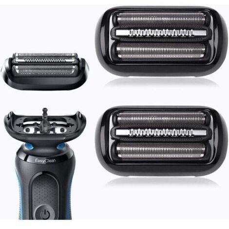 Braun Tête De Rasoir Electrique A Barbe Homme Series 5 53B ORIGINALE Noire, Remplacement De La Grille Pour Un Rasage De Près Performant, Pièce De Rechange OFFICIEL(2PCS 53B)