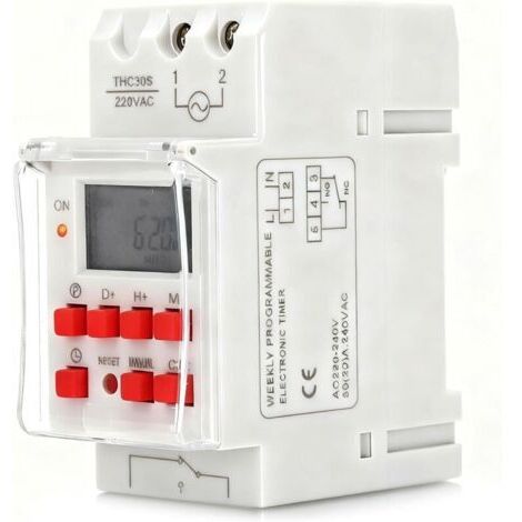 Programmateur Électrique pour Chauffe Eau et Piscine, Minuterie Numérique 30A avec Affichage LCD, 1s-168h Programmable, 20 Cycles Marche/Arrêt, Montage Rail DIN 35mm