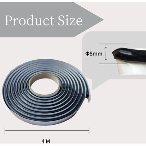 Ruban Butyle Noir,Ruban Butyle Auto-Adhésif,Butyl Tape Ruban Etancheite,Ruban Butyle,Ruban D'étanchéité,pour Pare-Brise,Feux de Voiture et Cadre de Porte,4m