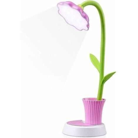Lampe pour enfants, lampe de bureau rechargeable créative LED Protection des yeux lampe de table à capteur tactile lampe de chevet à intensité variable avec porte-stylo