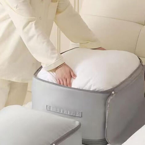 2 pcs Sacs de rangement vêtements, auto-compression, sacs couette sous-vide, gris 60x54x42 cm, pour stockage grenier et voyage