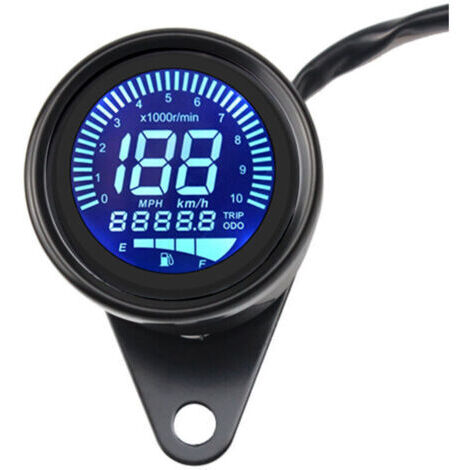 Compteur de Vitesse de Moto, Odomètre Tachymètre Universel Digital LED Compte-tours Compteur Kilométrique Indicateur de Vitesse Noir