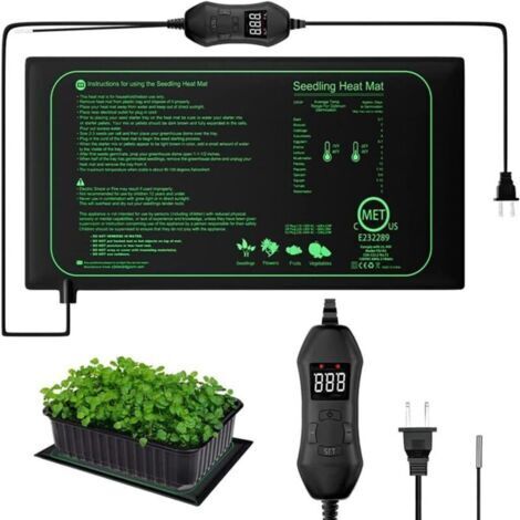Tapis Chauffant pour semis, Coussin Chauffant hydroponique Chaud 7 W avec contrôle thermostatique Intelligent, étanche IPX4, Tapis Chauffant pour Plantes pour la Germination, 25 cm x 52,5 cm