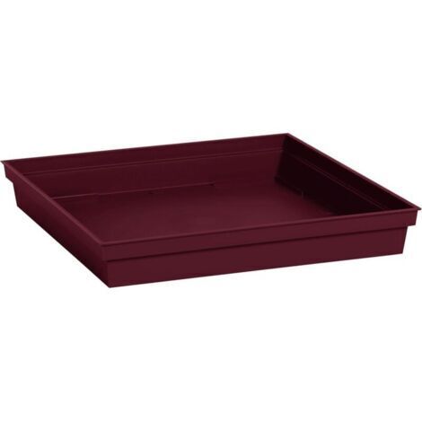 EDA - Soucoupe Carrée Toscane 32,6 cm - pour Pots de Fleur Carrés Toscane réf 13627-13628 - 13635 et 13639-32,6 x 32,6 x H.4,9 cm - Rouge Bourgogne