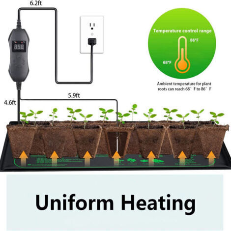Tapis Chauffant pour Plantes avec Thermostat pour semis, Animaux domestiques et Reptiles,Tapis Chauffant de 50 W pour la Germination et la régulation de la température, sûr et Durable