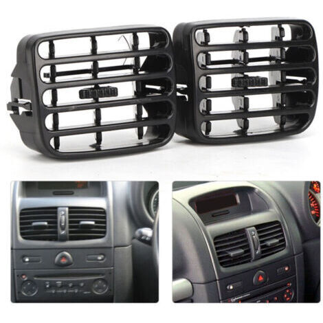 2 Grilles d′aération ventilation centrale noir du tableau de bord pour Clio MK2 19982006