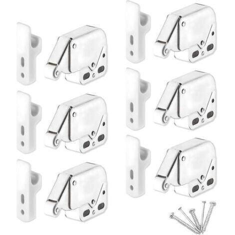 6 Pièces Loqueteaux À Ressort Mini Latch Serrure À Ressort, Loquets Tactiles, Latch Loqueteaux, Appuyez Pour Ouvrir Et Fermer, Fermeture À Ressort Porte D'Armoire Avec Des Vis Pour Armoire De Cuisine