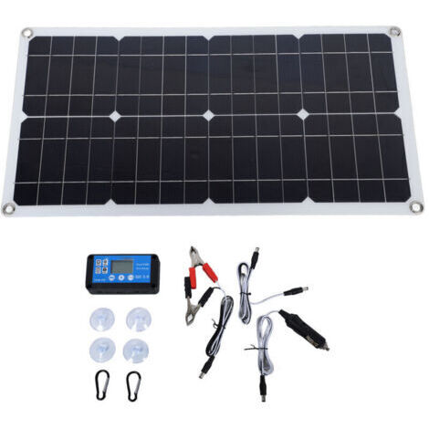 Kit Solaire 100W Portable IP67 avec Régulateur 20A 12V/24V pour Camping-Car, Caravane et Véhicule