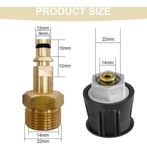 Adaptateur pour nettoyeur haute pression avec raccord rapide M22 de 14 mm pour nettoyeurs haute pression Karcher K2-K7, adaptateur de tuyau.