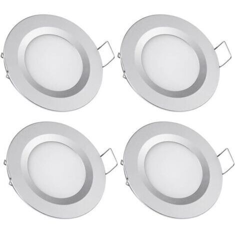 Pack de 4 spots LED encastrables 12V – Trou 58-65mm – 3W 3200K blanc chaud – Dimmable – Angle d'éclairage 120° – Installation facile