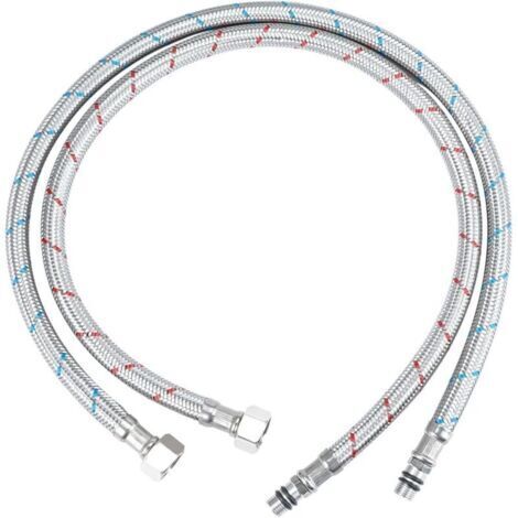 2 Pièces Tuyaux de Raccordement, Flexibles de Robinets G3/8 x M10, Tuyaux de Robinet de Cuisine Tressés en Acier Inoxydable Longueur de Tube 50cm
