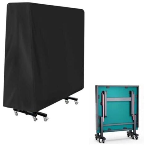 165×70×185cm Housse Table Ping Pong Exterieur, Oxford Bache Table Ping Pong Imperméable, Résistant aux Déchirures, Résistant aux UV, Coupe Vent, pour Extérieur et Intérieur, Noir