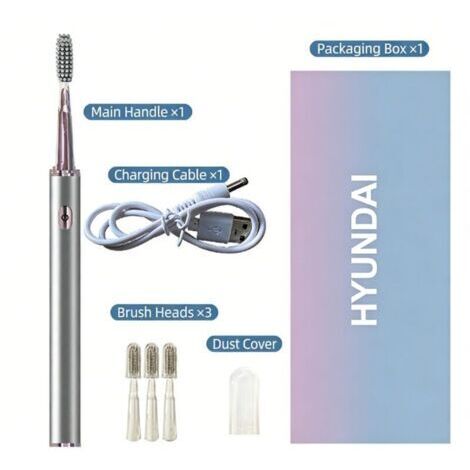 Brosse à dents électrique intelligente HYUNDAI, format mini, étanche, pour adultes, usage domestique, entièrement automatique et rechargeable.