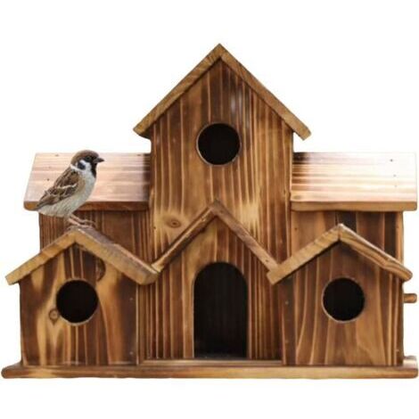Grande maison à oiseaux rustique en bois pour une utilisation en extérieur - Nichoir pour oiseaux avec nichoir pour le jardin - À utiliser dans le jardin, le balcon, la pelouse et