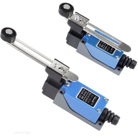 Lot de 2 Interrupteur de Fin de Course avec 5 cm Réglable Levier, 2NO 2NC Interrupteur de Commande Électrique Actionneur Fin de Course, Contacteur Fin de Course pour Fraise CNC Plasma